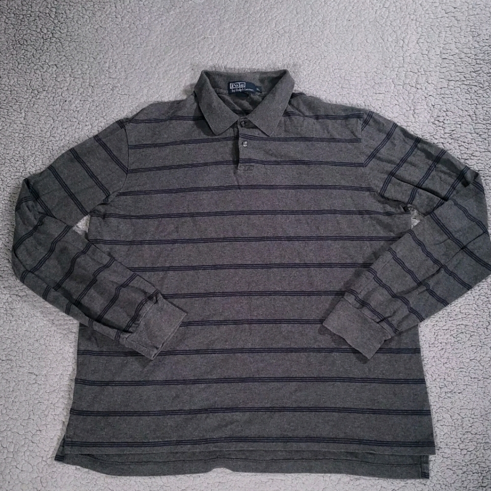Vintage Polo Ralph Lauren Shirt Mens XL 100% Cotton Long Sleeve Stripe Polo